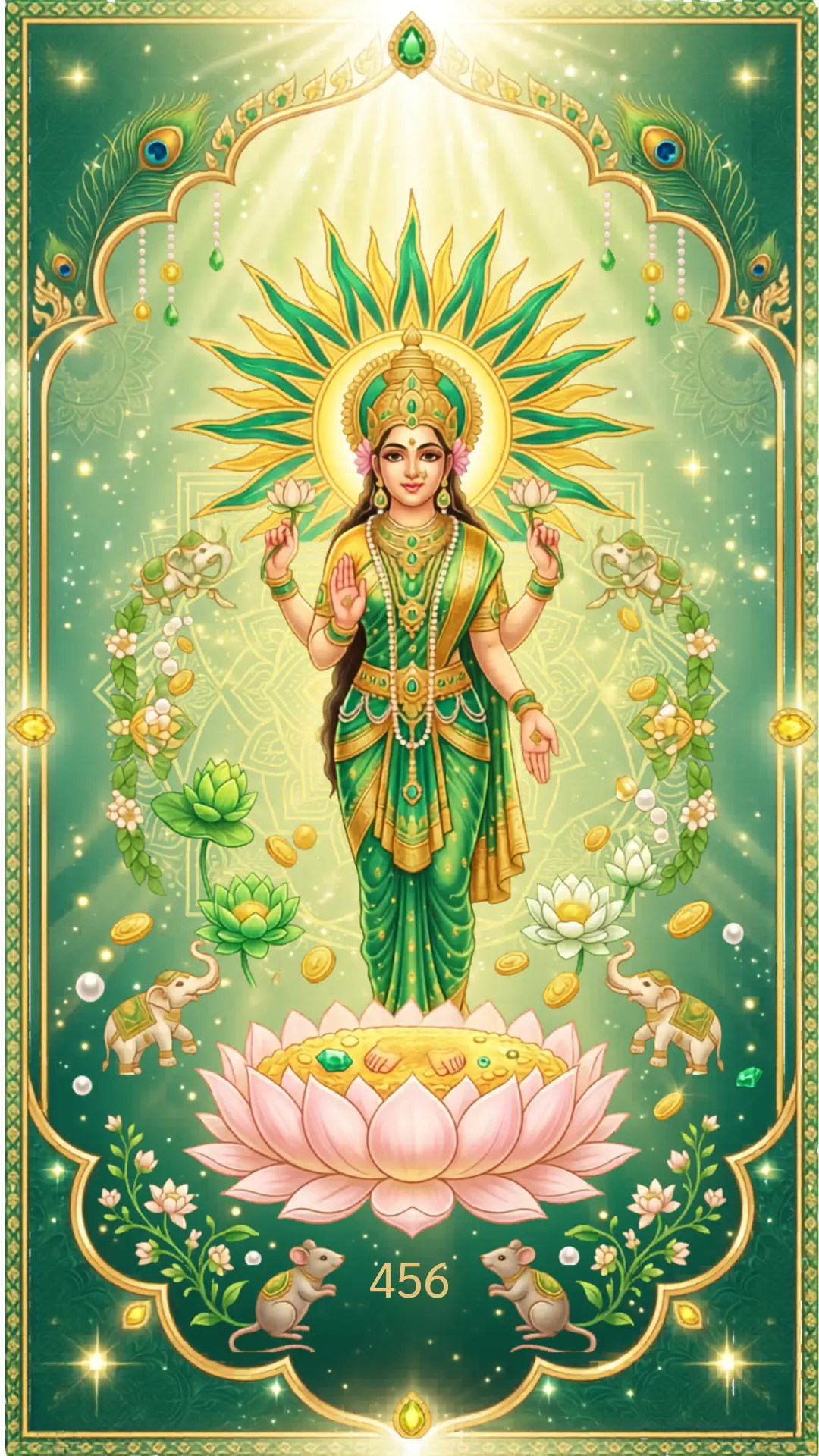 วอลเปเปอร์มงคล พระแม่ลักษมี เรียกทรัพย์ (พุธกลางวัน) ภาพเสริมดวงตามวันเกิด