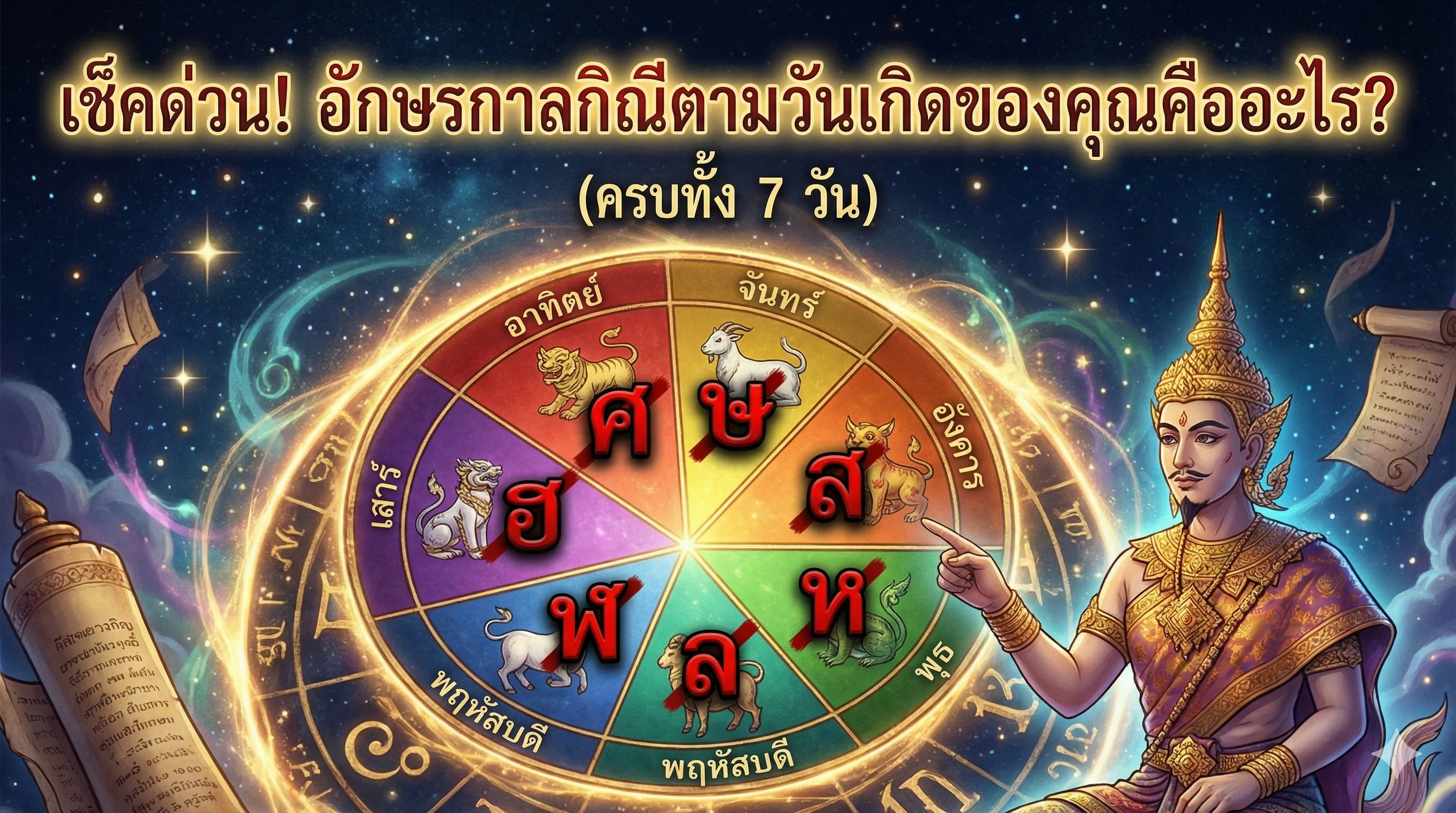 เช็คอักษรกาลกิณีตามวันเกิด 7 วัน