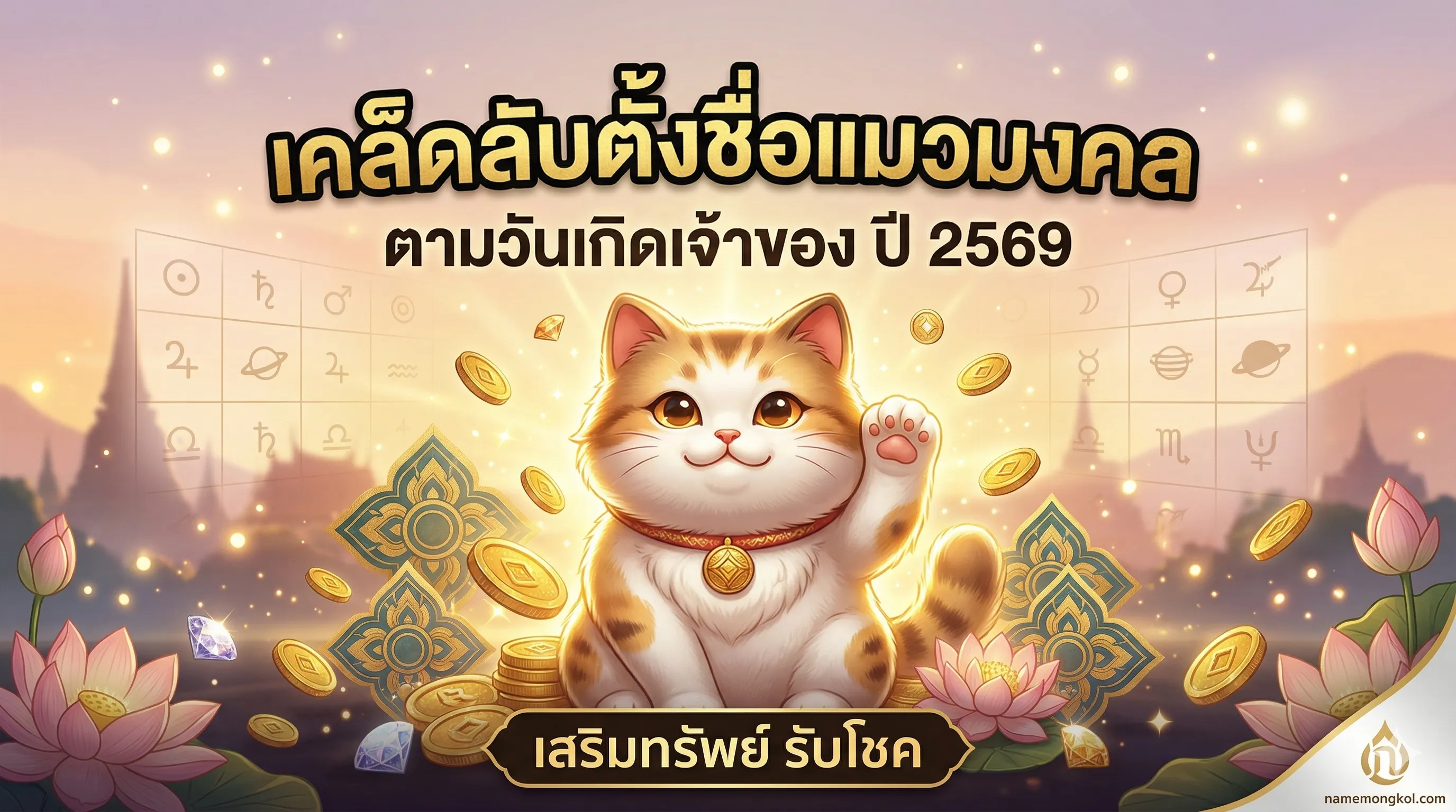 ภาพหน้าปกบทความ เคล็ดลับตั้งชื่อแมวมงคลตามวันเกิดเจ้าของ ปี 2569 (เสริมทรัพย์ รับโชค)