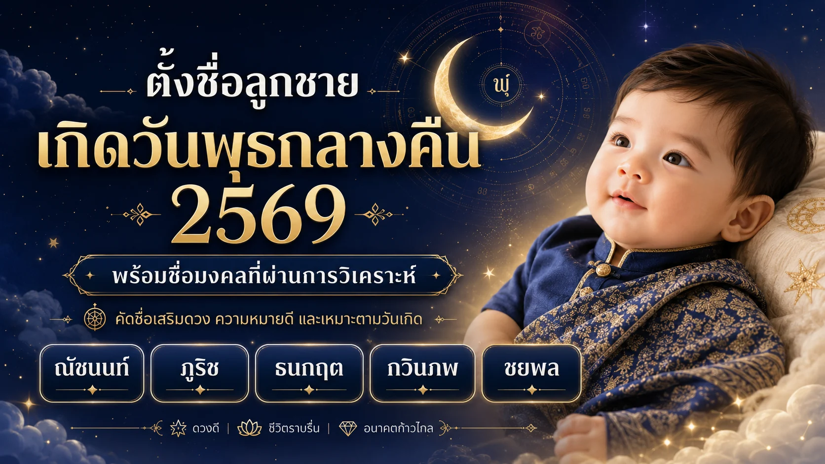 ตั้งชื่อลูกชายเกิดวันพุธกลางคืน 2569
