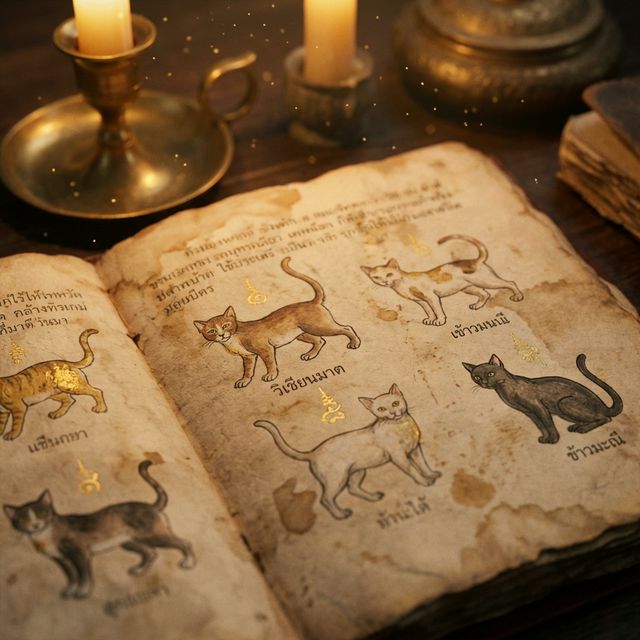 ตำราสมุดข่อยโบราณ แมวไทยมงคล