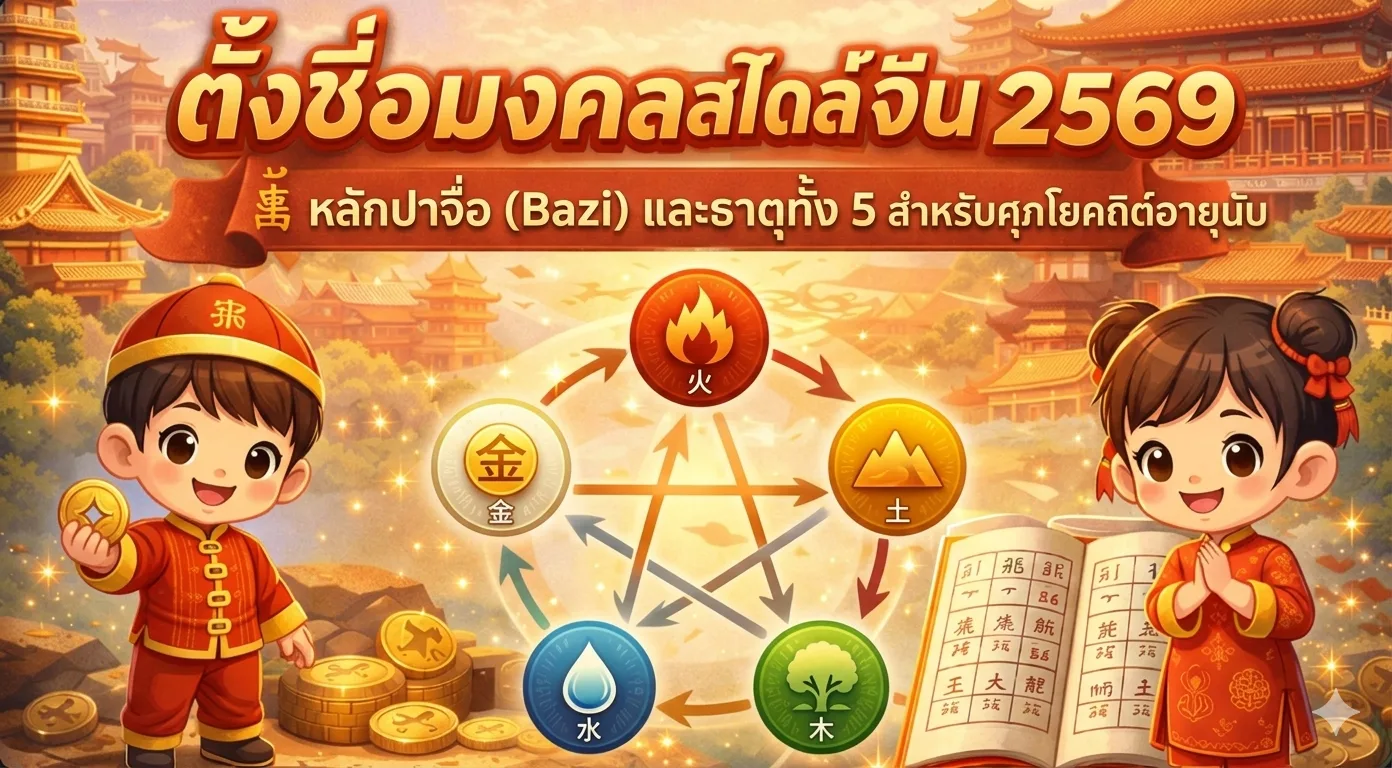 ภาพหน้าปกบทความ ตั้งชื่อมงคลสไตล์จีน 2569: หลักปาจื้อ (Bazi) และธาตุทั้ง 5 สำหรับคนไทยเชื้อสายจีน